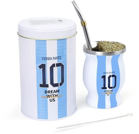 Premium-Set mit Yerba Mate Cuopru Kürbis, inklusive Argentinien-Mate-Tasse Nr. 10 und Yerbero (Telero), Glühbirne (Pote), Reinigungsbürste