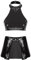 YiZYiF Frauen Wetlook Crop Tank Top Minirock Outfit Glänzendes Lackleder Top Rock Damen Party Outfit Sexy Club Zweiteilig Set Fetisch Schwarz_A 4XL