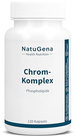 NatuGena Chrom-Komplex, Chrom-Picolinate, Chrom-III-Chlorid & Phospholipide, trägt zu einem normalen Stoffwechsel bei, 120 Kapseln (4 Monats Packung)