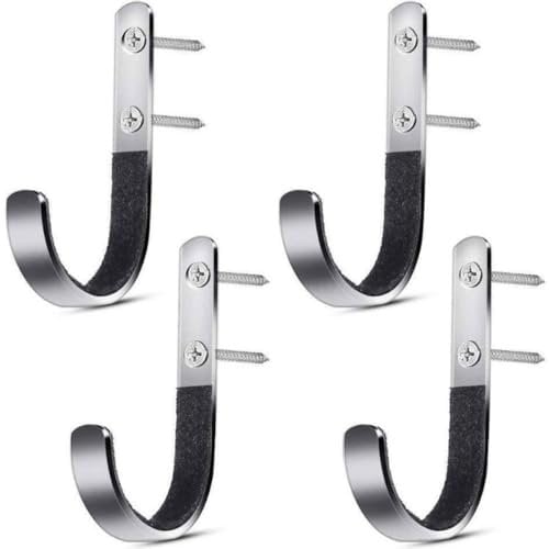 RALSPEC 4 x Padded Rifle Wall Mounting Hooks Brackets Gun Rack Cabinet Hanging Mounts Guns Rifles Shotgun Display Holder Silver Metal