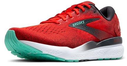 BROOKS Herren Ghost 16 Sneaker, Feuerrot/Ebenholz/Kakadu, 42.5 EU