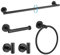 TURS Bathroom Accessory Set SUS 304 Stainless Steel Toilet Paper Holder Towel Bar Robe Hook Towel Holder Wall Mount (Black 5 Piece Set)