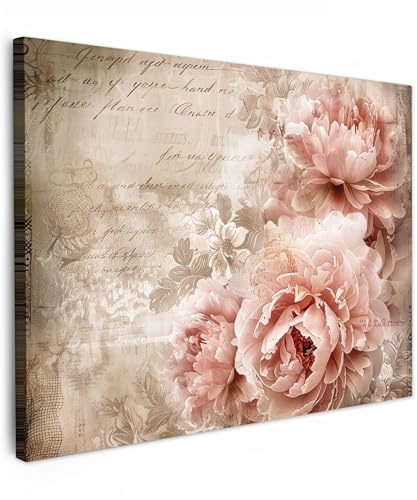 MuchoWow© Leinwandbilder Wall Art Decoration Bilder für die Wand - Kunst | 70x50 cm - Schlafzimmer Deko Canvas Painting Wanddekoration Wohnzimmer Blumen - Rosen - Buch