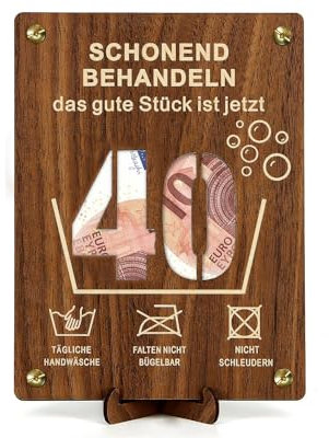Giftota Witzige 40. Geburtstag Geldgeschenke Holz mit Geburtstagskarte, Geschenke zum 40 Geburtstag Mann Frau, 40. Geburtstag Geschenkverpackung