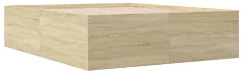 vidaXL Bettgestell, Bett Doppelbett für Schlafzimmer, Bettrahmen mit Lattenrost, Schlafzimmerbett Modernes Design, Sonoma-Eiche 150x200cm Holzwerkstoff