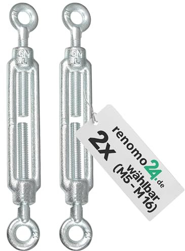 Renomo24-2x Spannschloss M12 Öse-Öse aus Stahl galvanisch verzinkt nach PN-EN 1993-1-11
