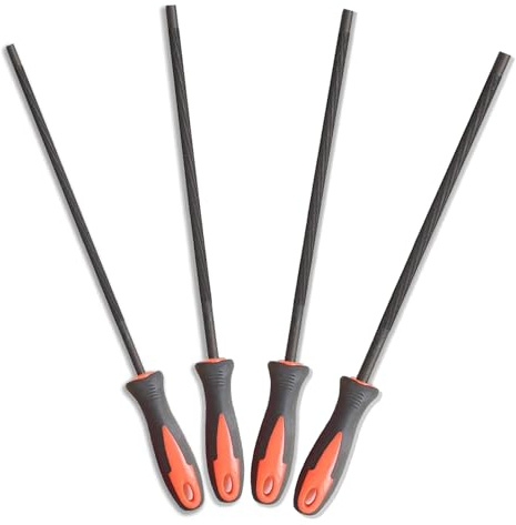 4 PCS Kettensäge Feilen mit Griff Pferd Feile Kettensäge Pferd Kettensägefeile Feile für Kettensäge Rundfeile Gibt es 4 Größen von 4.0 mm,4.8 mm,5.2 mm,5.5 mm,Geeignet für Kettensägen