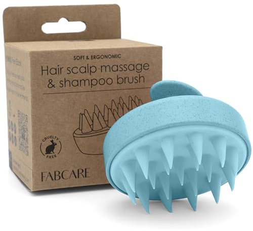 FABCARE Kopfhaut Massagebürste | Kopfmassage & Haarwachstum für alle Haartypen | Weizenstroh & Silikon | Kopfhaut Peeling für Nasses & Trockenes Haar | Blutzirkulation | Türkis