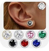 JeweBella Orecchini Donna Lobo in Argento 925 - Orecchini Pietra Portafortuna Anallergici - Grandi Orecchinia Lobo 8mm - Orecchini a Bottone Punto Luce