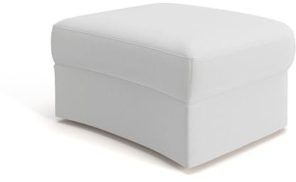 Cavadore Hocker Jawa / Bodennaher Polsterhocker in Nierenform / Ideal als Fußhocker oder Sitzgelegenheit / Passend zur Garnitur Jawa / 84 x 43 x 70 / Flachgewebe, Naturweiß