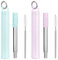 Tanhala Metal Reusable Travel Drinking Straw - 2 Pack Collapsible Stainless Steel Straws with Cleaning Brush & Silicone Tips Portable Telescopic Drinking Straws with Storage Case & Keychain Ring 2P1