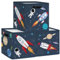 Clastyle Aufbewahrungsbox 3 Stück Weltraumrakete Blau Aufbewahrungskorb Kinder Astronaut Stoff mit Griffen Aufbewahrungswürfel Organizer Falt für Spielzeug Bücher Kleidung