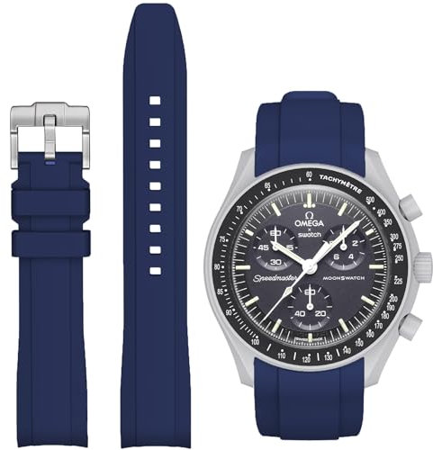 Armband für Omega Swatch Moonwatch, gebogenes Silikonarmband, kompatibel mit Omega X Swatch 20 mm Uhr, schnelles Ersatzband für Swatch Omega Moonswatch, keine Lücken, für Herren und Damen
