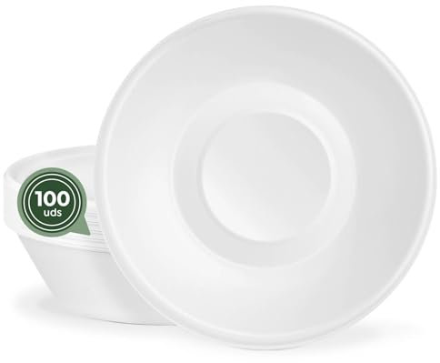 Horeca Collection MAXI PRODUCTS - 100 Unidades - Platos Caña de Azúcar -Plato Hondo Redondo - Plato Compostable - Plato Reciclabe - 19 x 4 cm - 680 cc - RESISTENCIA TÉRMICA