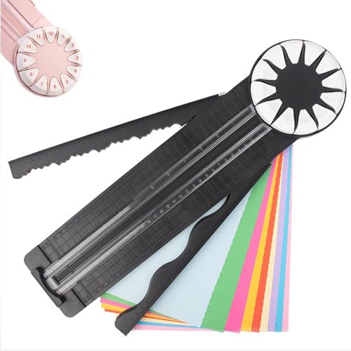 Edge Cutter Paper Crafts, Paper Craft Edge Cutter, 12 in 1 Paper Cutter, 12 in 1 Rotary Paper, Paper Trimmer Cutting Tool, Paper Trimmer for Crafting, with Measurements for Scrapbooking, Photo(Black)