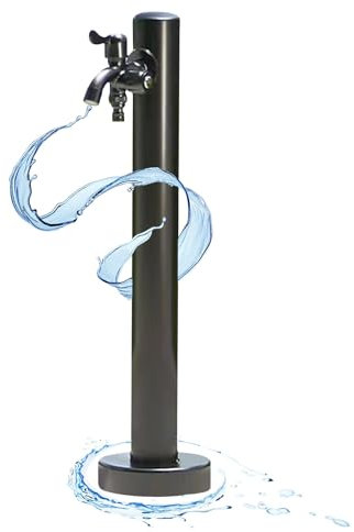 Standbrunnen，Wasserzapfstelle Garten，Garten Wasserhahn Säule，aus Rostfreiem Stahl, mit Aluminiumfolie und Wärmeisolierender Baumwolle Überzogen, Frostschutz, Alterungsbeständigkeit(Double faucet)