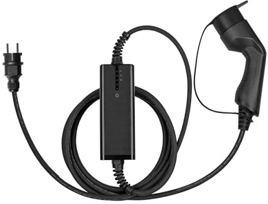 Typ 2 Ladegerät mit geradem Schutzkontakt-Stecker, für Elektro- u. Hybridfahrzeuge, 3,6kW, schwarz, 5m