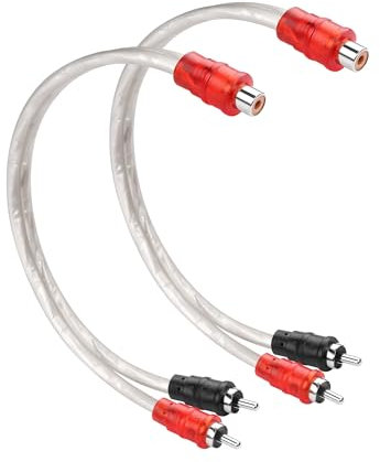 PNGKNYOCN 30cm RCA Y Splitter Cable，Shielded RCA RCA 1 Female to 2 Male Stereo Audio Cable for Car Audio, Subwoofer, TV, CD Player, Home Theater（2 Pack）