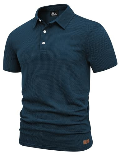 JACKETOWN Mens Polo Shirts Short Sleeve Lightweight Breathable Golf Polo Shirt for Men Adult Tennis T Shirts,Dark Blue,M