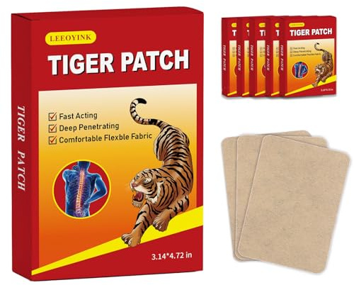 LEEOYINK (120 piezas) parches de alivio de tigre, tiritas de hierbas para espalda, rodilla, cuello, músculos, hombros y soporte de cuerpo completo, yeso de tigre, 6 cajas, 120 parches