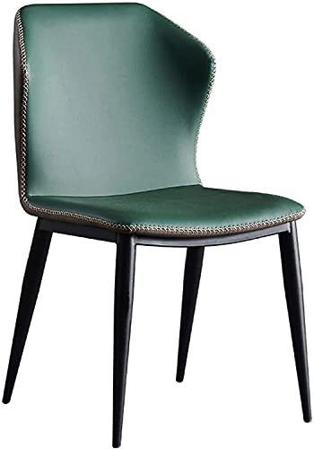 JIESOO Küche Esszimmerstuhl Mikrofaser-Leder-Rückenlehne Metallrahmen Hochelastischer Schwamm Restaurant Beistellstuhl,Möbeldekoration(Dark Green)