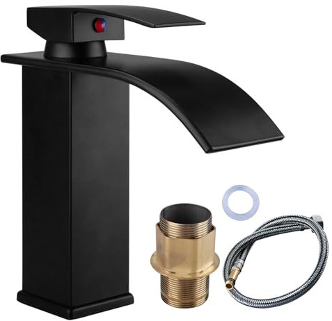 oupados Rubinetto Bagno Miscelatore Lavabo Rubinetto Lavabo Cascata Con 2 Tubi Dell'acqua da 60 cm e un Tubo Filettato per Bagno,Cucina,Giardino