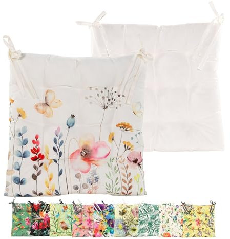 JACK Outdoor Motiv Stuhlkissen 38x38cm Lounge Kissen Auflage Wasserfest Sitzkissen Garten Lotus Effekt, Farbe:Los Blumos