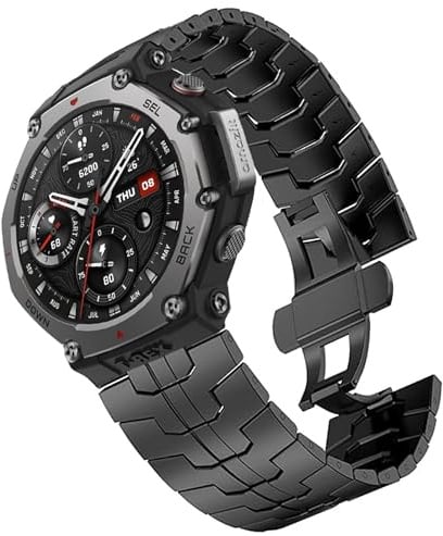 Blueshaweu Compatible with Amazfit Bip 6 Smart Watch (46 mm), 22 mm, 20 mm Men's Metal Link Replacement Strap Compatible with Amazfit T-Rex 3, Bip 6, Balance, Active 2, GTR mini etc, 22mm, Silicone