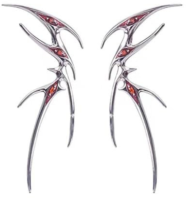 Uqezagpa Gothic Blood Butterfly Ear Cuff Ear Bone Clip Punk Cool Earrings Unregular Metal Non-Piercing Earring