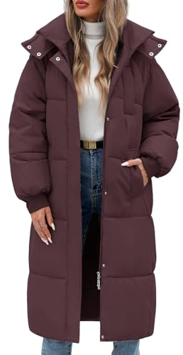 RITOSTA Abrigos Largo Mujer Invierno Chaqueta Acolchada Gruesa Parka con Capucha Abrigo Plumas Chaqueta Plumón Chaqueta Cálida Algodón a Prueba de Viento con Cremallera Bolsillos(Morado oscuro,L)
