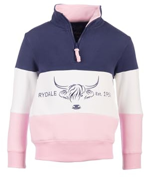 Rydale Girls Striped Sweatshirt Highland Cow Sweater Childrens Country Jumper