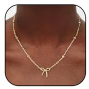 Nelytiya Gold Halskette Damen 18k Vergoldet Schleifen Kette Silber Schleife Anhänger Kette Damen