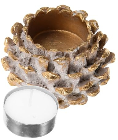 TOGEVAL Rustikaler Kerzenhalter Zapfen-Form aus Sicherem Harz Dekorativer Kerzenständer für Weihnachten Stabile Tischdekoration Vielseitig als Snack Schalen Stilvolles Party