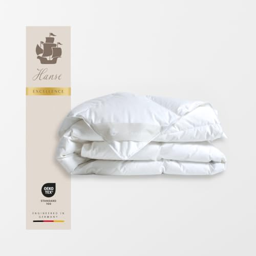 Hanse Excellence Gänsedaunendecke 200x200 cm, Wärmeklasse: Ganzjahr | luxuriöse Daunen-Bettdecke luftig & kuschelig für ein perfektes Schlafklima, waschbar bis 60°C, Made in Germany
