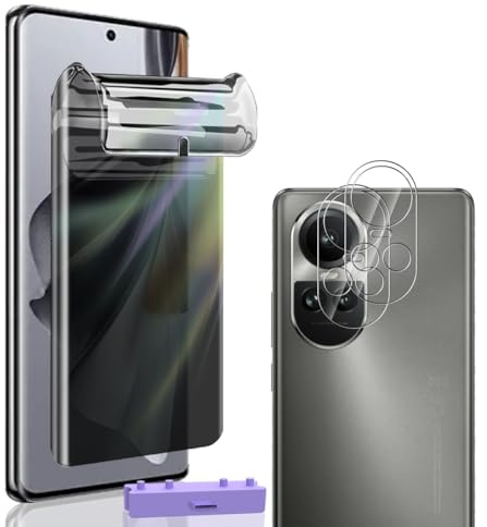 Rniidaaz 1+2 Piezas Protector Privacidad para Reno 10 5G/ Reno 10 Pro 5G | Protección Antiespía, Incl. Kit de instalación, Cristal para Cámara 9H, Película Full Cover, Antiarañazos