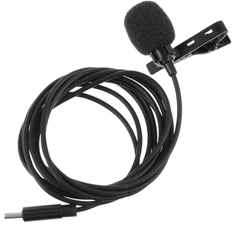 Cabilock USB C-Mikrofon als Lavalier für Handy, Mikrofon Handy Kabellos | 360 Grad Rundumaufnahme, Plug And Play, Winddichtes Clip Design, Schwarz, TPE Eisen Sponge
