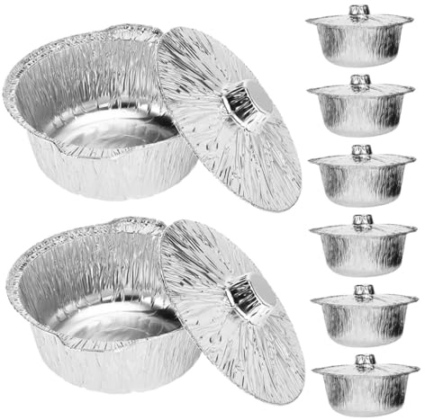 Veemoon 8 pièces Lot de Casseroles Rondes Aluminium Recyclable avec Couvercles Polyvalentes pour Camping Congélation Four Air Fryer et Barbecue Jetables et Légères