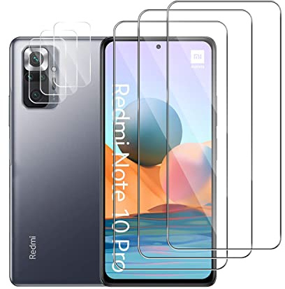 Pcircb [3+3 Pièces Verre Trempé Compatible avec Xiaomi Redmi Note 10 Pro vitre protection, 3pcs protection écran et 3pcs Caméra Arrière Protecteur