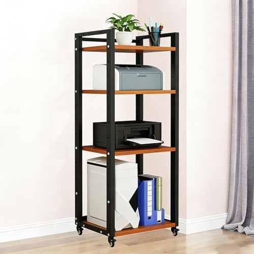 Audio rack hifi regal holz mit Rollen – Moderner hifi möbel rack high end mit verstellbaren Einlegeböden für Audio- und Videogeräte – Medienständer für Wohnzimmer, Büro und k B 4-Tier(A): 50×40×140cm