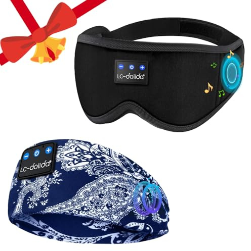 LC-dolida the Ultimate Relaxation kit - Bluetooth 3D Sleep Mask + Bluetooth Sport Headband Sleep Headphones - 100% Total Blackout, Zero Eye Pressure Eye Mask for Sleeping, Travels and Nap