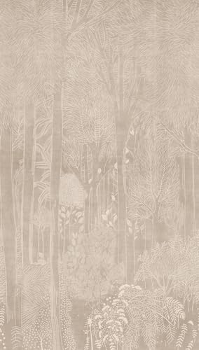 Livingwalls Wald-Fototapete – Beige, Creme – Wandbild XXL 1,59 x 2,80 m | Ruhiges Waldmotiv als Akzentwand – matte Vliestapete, ansatzfrei & spurlos abziehbar – für Schlafzimmer & Flur