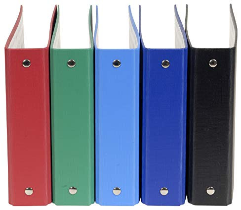 Exacompta 51050E Karteikarten-Ringbuch DIN A6 aus Karton mit Kunststoffbezug außen 2-O Ringmechanik Rücken 40 mm 1 Stück Zufallsfarbe ideal für eine ordentliche Ablage Ihrer Karteikarten