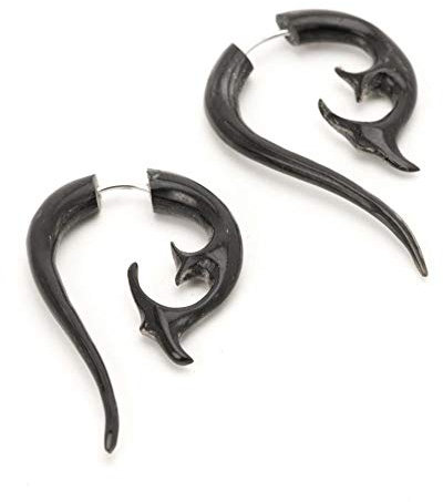 81stgeneration Schwarz 16g Stammes organischen Boho Spirale Horn Ohrring-Paar