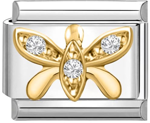 Quiges - 9mm Italian Style Charm Modul Edelstahl zirkonia Schmetterling für Italienische Armbänder