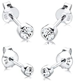 Elli Ohrringe Damen Ohrstecker 2er Set Basic mit Kristall in 925 Sterling Silber