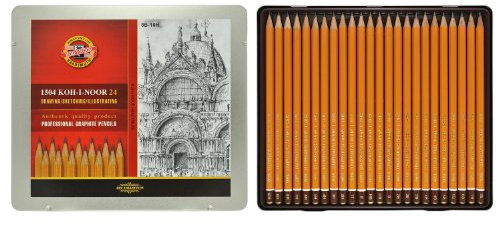 Koh-I-Noor - Künstler-Bleistifte aus Graphit, 24-teiliges Set mit Metalletui