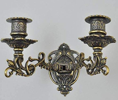 Kerzenhalter aus brüniertem Messing Barock für Klavier mit zwei Kerzen