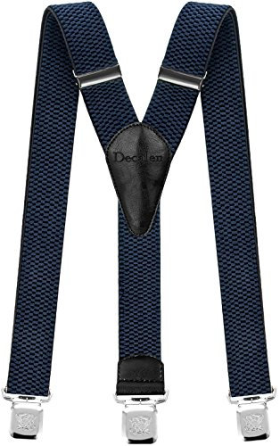 Decalen Hosenträger für Herren breit extra starken Clips Y Form Lang Eine Größe Passt Alle Männer und Damen (Blau)