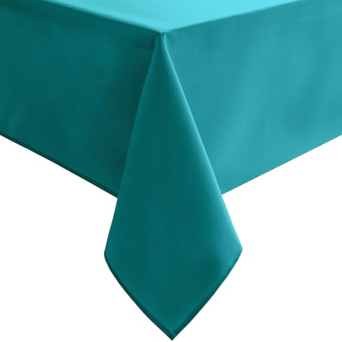 Hiasan Rechteckige Tischdecke, wasserabweisend und auslaufsicher, küchenwaschbar, Polyester-Stoff, Tischdecke für 1,8 m große Tische, 137 x 203 cm, Türkis