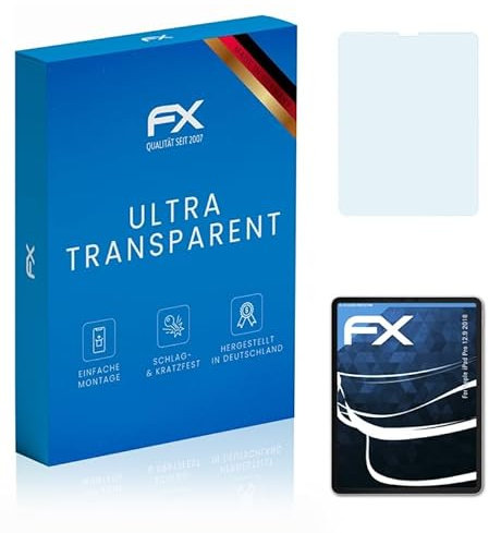 atFoliX Schutzfolie kompatibel mit Apple iPad Pro 12.9 2018 Folie, ultraklare FX Displayschutzfolie (2X)
